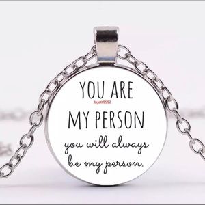 You Are My Person Silver Glass Cabochon Necklace